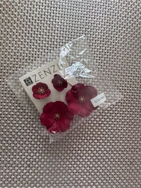 Anthropologie Red Floral Statement Earring Set